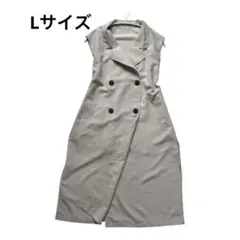 アベイル　トレンチ風 ロングジレ ベスト ベージュLサイズ