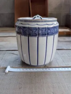 染付 水指 茶道具 陶器 蓋付き　アンティーク　京都清水焼　平安会館祥堂　桶川のサムネイル