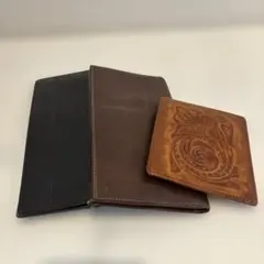 メンズ長財布2つ、二つ折財布１つ おまとめ販売です。