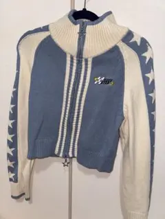 【HOOK】for girls レーシング風ショート丈ニットブルゾン