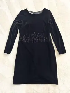 Talbots 黒ベルベットワンピース Mサイズ