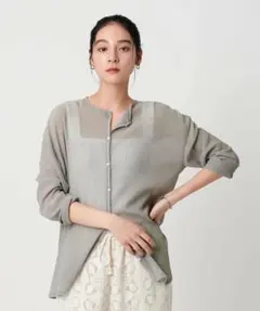 クレープ クルーネックカーディガン