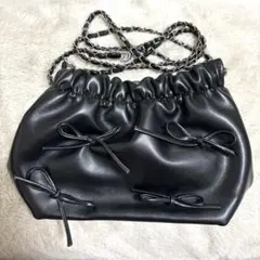 バッグ リボン ブラック チェーン