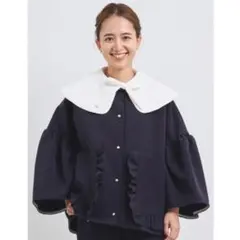 yori ヨリ ポケットフリルジャケット ジャケット ノーカラー 美品 yori ヨリ ポケットフリルジャケット ノーカラー ブルゾン サイズ