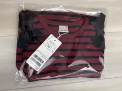 petit main 赤黒ストライプ長袖ワンピース