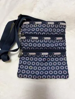 LeSportsac レスポートサック 3ジップショルダーバッグ 花柄 ネイビー