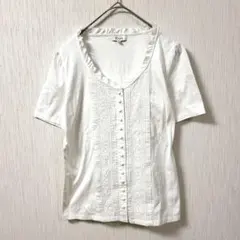 【美品】スキャパ フロントレース カットソー 白 38 M コットン100%のサムネイル