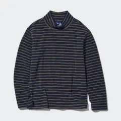 ユニクロ リブフリースハイネックボーダーTシャツ キッズ 150