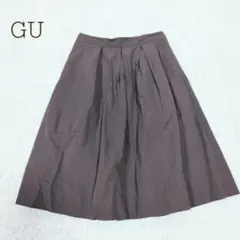 【美品】 GU ジーユー プリーツスカート 膝丈 ダークブラウンのサムネイル