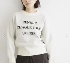 THE SHOP TK 【静電気防止】ビジュー＆パール調ロゴジャガードニット