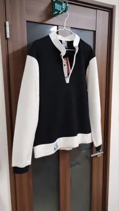 CHUMS 長袖ポロシャツ M ブラック/ホワイト