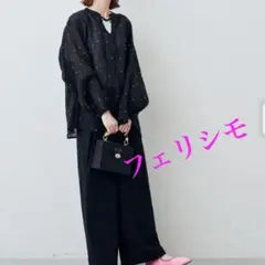 スクエアドット刺繍ルーズフィットシアーブラウスのサムネイル