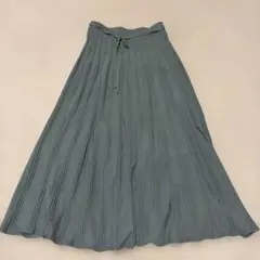 9月中出品！プリーツロングスカート ブルーグレー