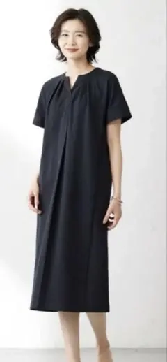 【未使用】J.PRESS ジェイプレス ワンピース ストライプ L セール】 【洗える】ジオメトリックプリント ワンピース