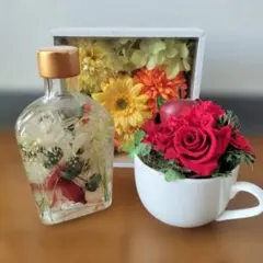 母の日　プリザーブドフラワー アレンジメント カップ　ハーバリウム