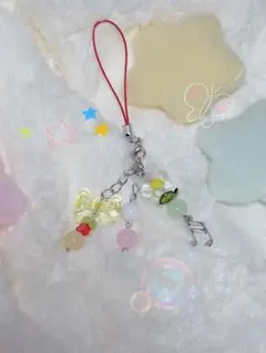 ハンドメイド 多色ビーズ携帯ストラップ