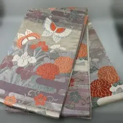 蝶と花の刺繍 六通柄袋帯1231
