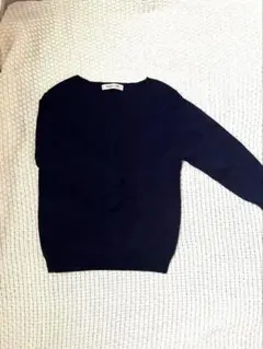 アプワイザーリシェ　Ｖネックニット　ネイビー　七分袖