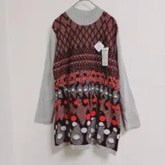 RANA MAECIA 幾何学的模様 ニットチュニック カラフル ML