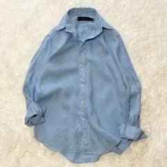 Ralph Lauren リネンボタンダウンシャツ ライトブルー
