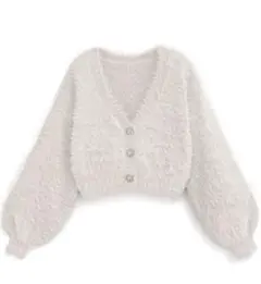 ビジューボタンラメシャギーニットカーディガン pm536