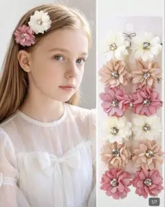 花モチーフヘアピン 10個セット 成人式、卒業式、ウェディングなどに