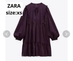 ZARAフリルデザイン ボルドー ワンピース