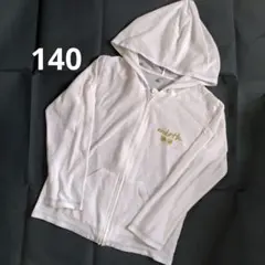 140★ホワイト フード付きパーカー 薄手　春夏用