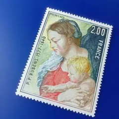 9875 外国切手 フランス 1977年 美術 ルーベンス 「子供を抱く若い女」