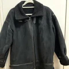 美品・高級感 ZARAメンズダブルフェイクムートンブラックハーフコート