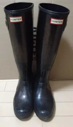 HUNTER ブラック(ラメ入り) UK7 訳あり品バック