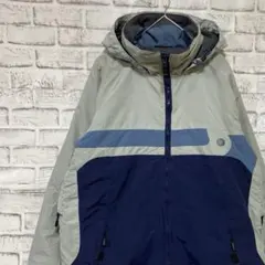 コロンビア　マウンテンパーカー中綿ホワイトブルーM ロゴ刺繍アウトドア0212