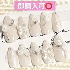 ネイルチップ現品オーダー量産型フレンチガーリー韓国スナ系ワンホン白ピンクベージュ