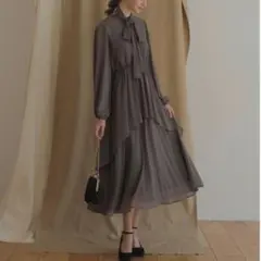 ドリードール　ボウタイドレス　長袖　ブラウン　新品