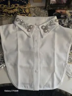 ビジュー＆パール付き 付け襟（ホワイト）