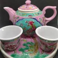 景徳鎮 黄色粉彩萬寿無疆文ヴィンテージティーティーセット - メルカリ