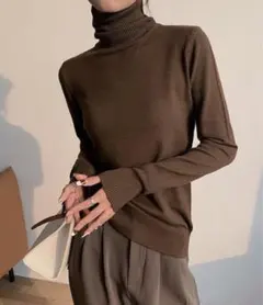 ミームセレクト タートルネック ニット ブラウン 茶色 フリーサイズ 新品
