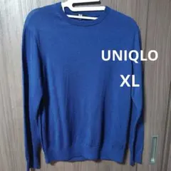 【UNIQLO】メリノウール クルーネック XL 長袖セーター ブルー ユニクロ