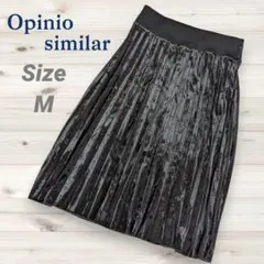 プリーツスカート スカートスウェード調様生地 ウエスゴ サイズ M　ブラック