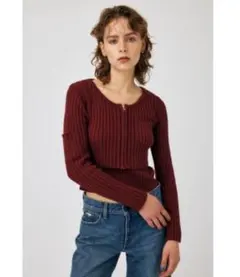 ZIP UP RIB CARDIGAN & TANK