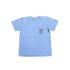日本製 MIKI HOUSE Tシャツ ポケT 水色 M シングルステッチ