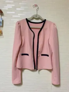 【美品】ノーカラージャケット　ピンク　ボレロ　ライン