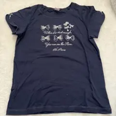 【美品】mezzo piano Tシャツ ネイビー 150cm リボン 刺繍のサムネイル