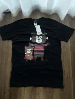 BEAMS Tくまプリント Tシャツ 黒