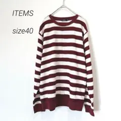 アーバンリサーチ ボーダートップス 赤×白 size40 メンズ Uネック