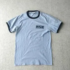old unknown リンガーTシャツ トリム ブルー ネイビー　l