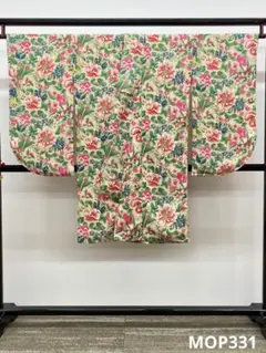 2尺袖 ブランド ポリエステル着物 モダンアンテナ 花尽くし 袴用 躾糸付き