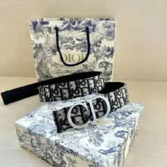 Dior ロゴ入りベルト ブラック/ホワイト