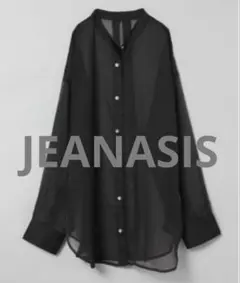 【美品】JEANASIS シアーバンドカラーシャツ　ブラウス★ブラック