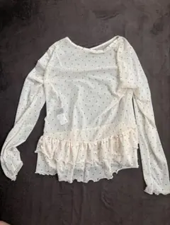 shein ドット柄 シアー長袖カットソー